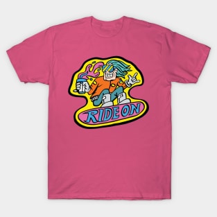 Ride On - crazy neon snowboarder T-Shirt